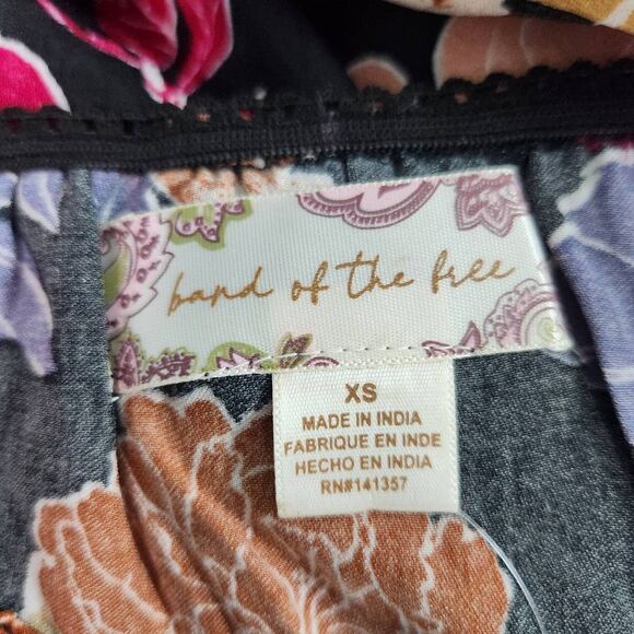 Band of the Free Black Floral Boho Midi Slip Skirt Size XS NWT Black Boho Skirt - Picture 7 of 10